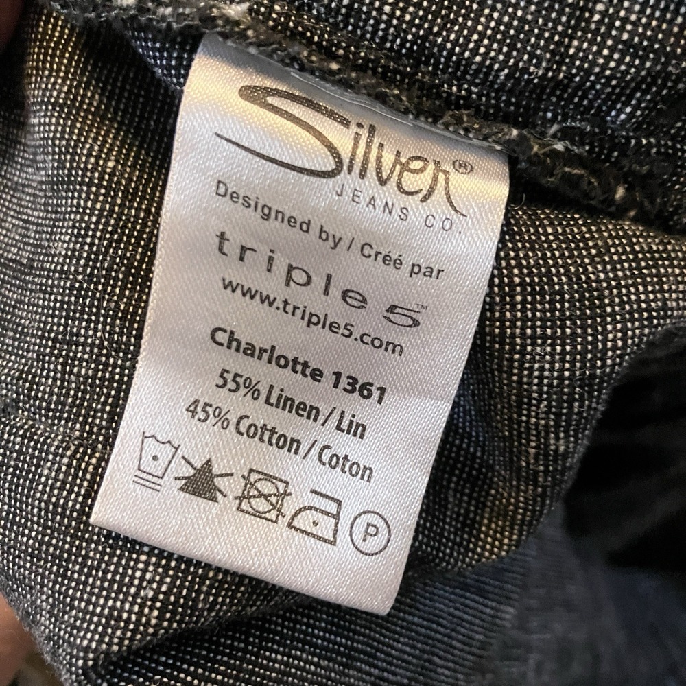 Silver Charlotte Joggers Womens S Heathered Black Gray Linen Blend Cargo Pull On - Picture 7 of 12